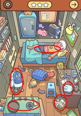 脑洞大侦探宅男的房间攻略介绍-三星通关图解