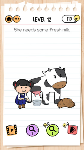 Brain-Test-2艾米丽第12关怎么过-新鲜的牛奶通关攻略