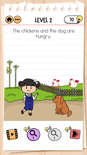 Brain-Test-2艾米丽第2关怎么过-喂饱鸡和狗通关攻略