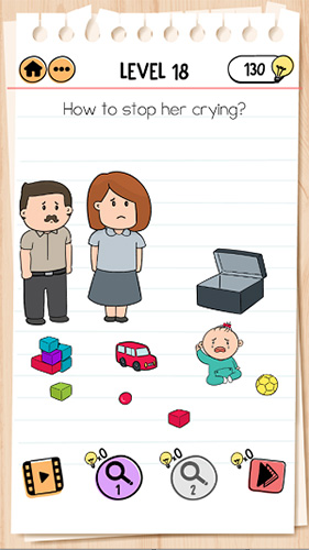 Brain-Test-2麦克布莱恩第18关怎么过-让宝宝停止哭攻略