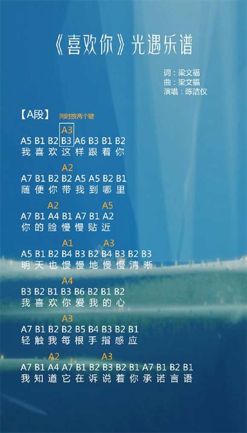光遇喜欢你琴谱推荐-数字简谱分享