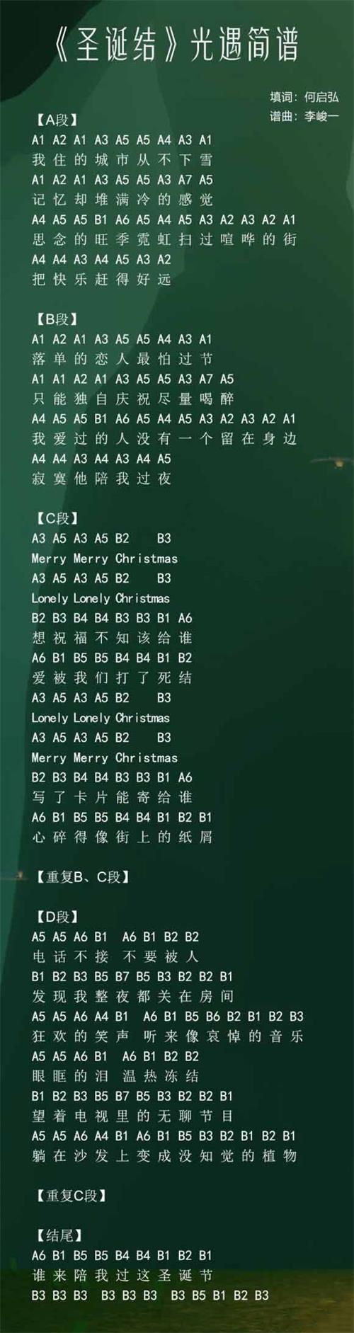 光遇圣诞结简谱推荐-钢琴竖琴谱分享